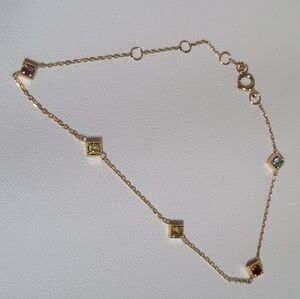 10k Solid Gold Genuine Natural Gemstone Bracelet, Adjustable 7.5"L